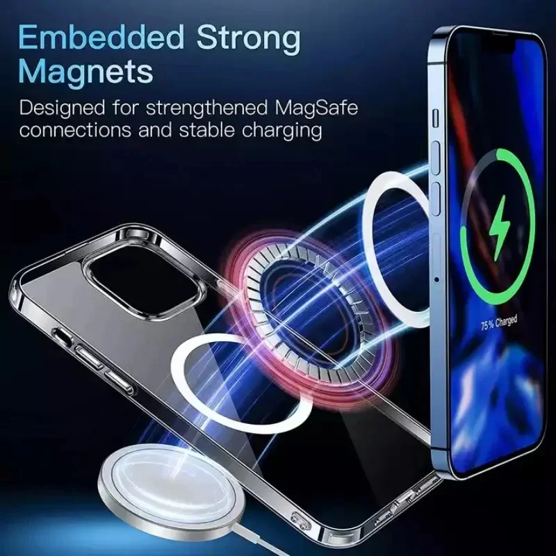 Luxury Wireless Magnetic Cover for Apple Magsafe Case Iphone 11 12 13 15 16 Plus 14 Pro Max 13 Mini Clear Acrylic Cases - Image 3