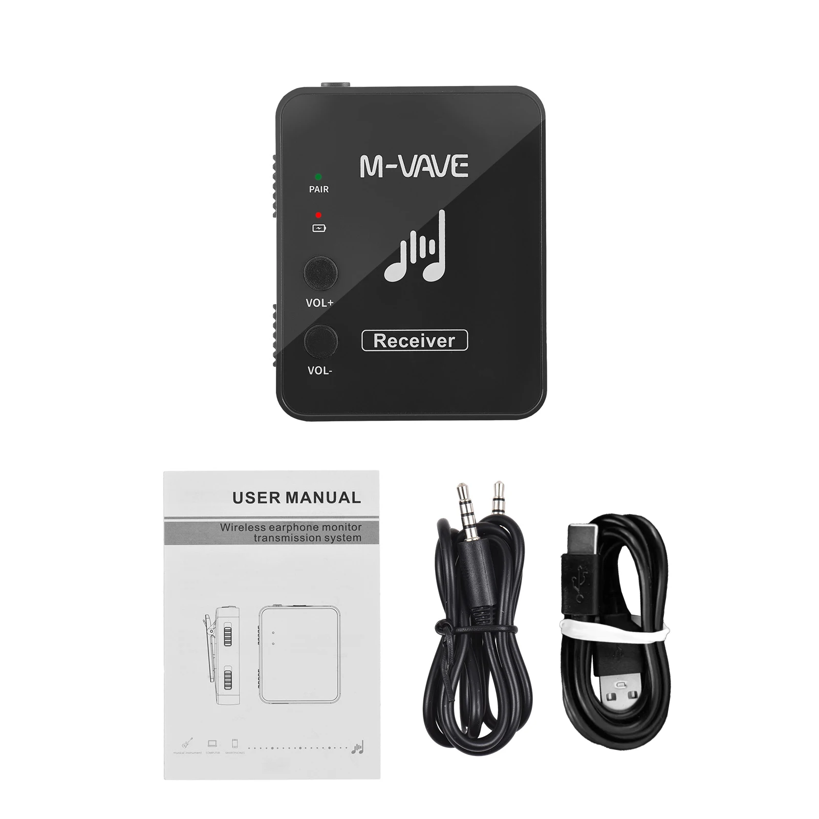 M-VAVE WP-10 2.4GHz Wireless Ear Back Receiver Rechargeable Receiver of Wireless Earphone Monitor Receiver System