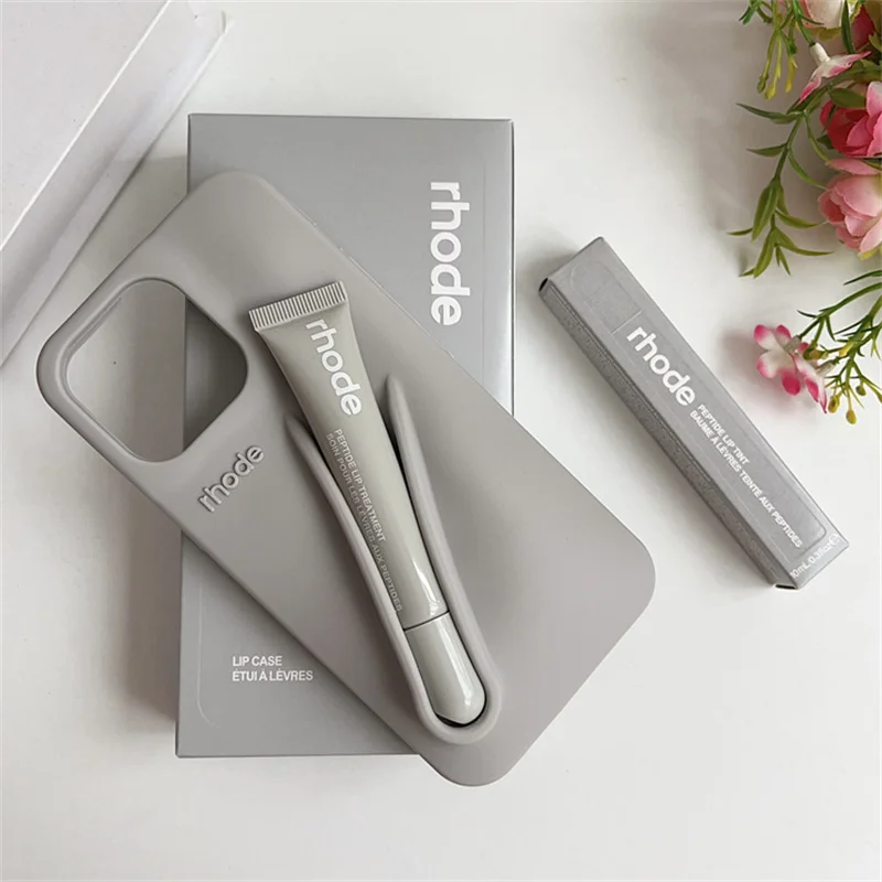 Autumn Edition New Rhode DIY Lipstick Lip Holder Soft Silicone Case for IPhone 16 15 14 13 12 11 Pro Max Plus Phone Stand Cover - Image 3