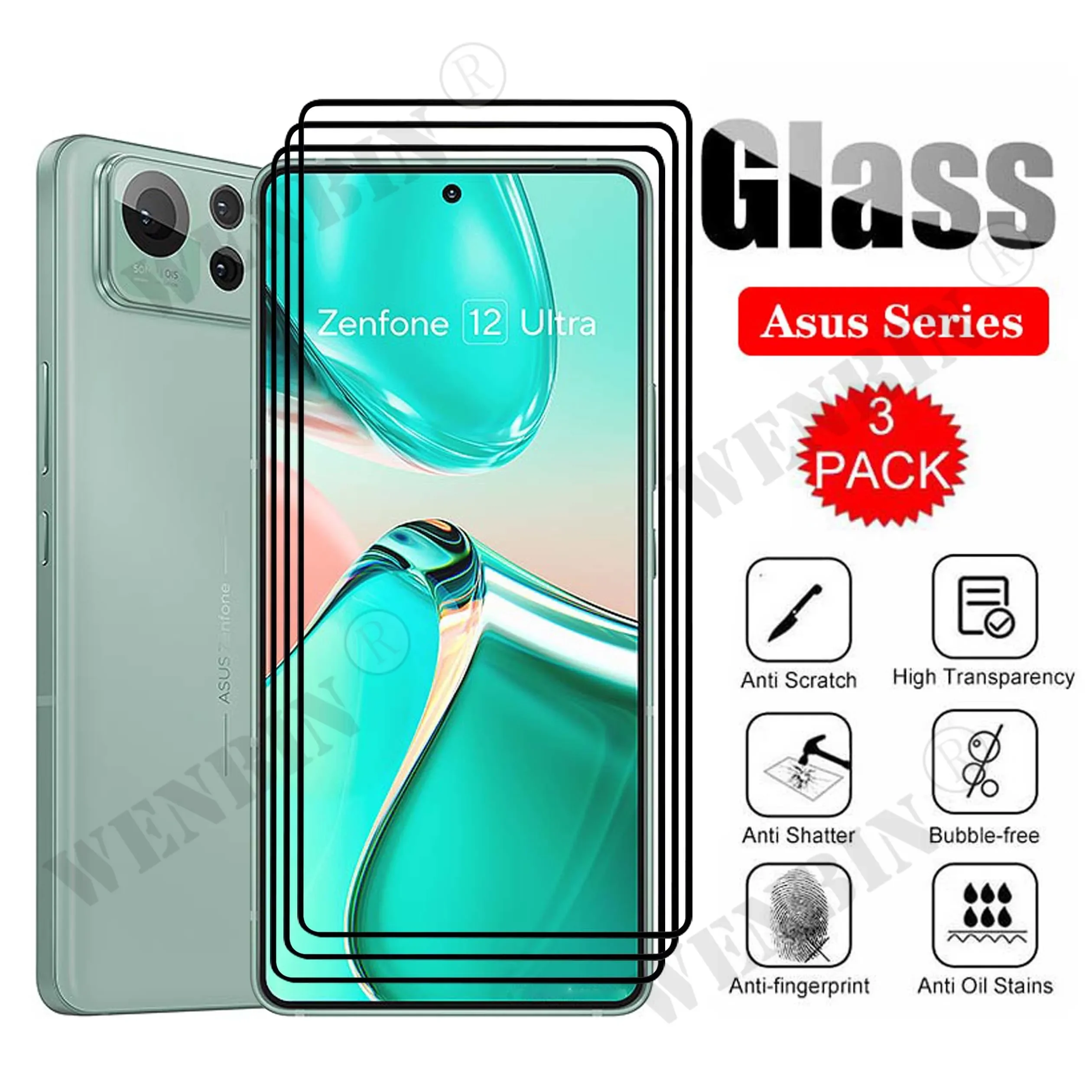 3 Pcs Tempered Glass For Asus Zenfone 12 11 Ultra 10 Full Cover Screen Protector For Asus Rog Phone 9 8 Pro FE 5G